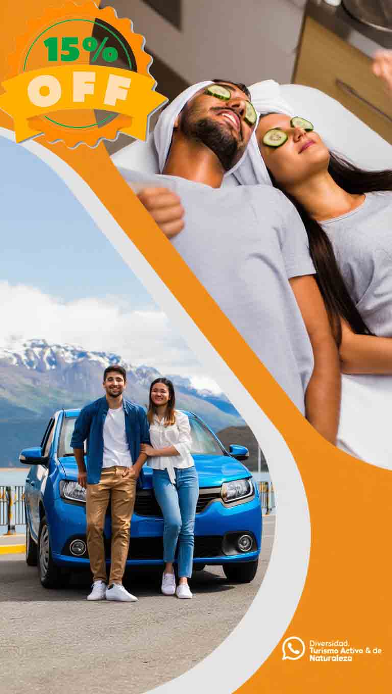 Pareja disfrutando un tratamiento facial en spa tras recorrer Bariloche con su auto de alquiler de Diversidad. Turismo Activo & de Naturaleza.